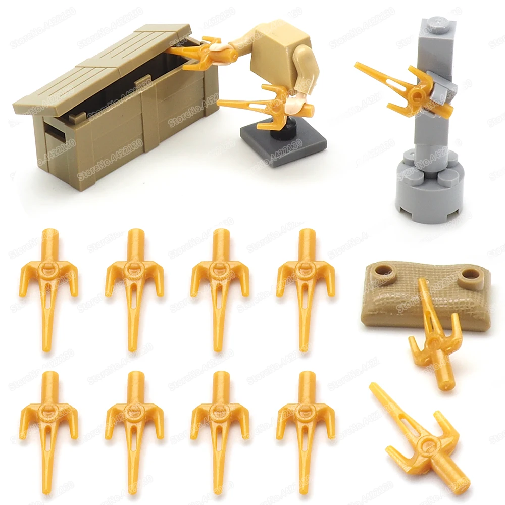 

Gold Weapons Grandmaster Trident Building Block Moc Phantom Warrior Figures Equipment Model Child Christmas Gifts Brick DIY Toys