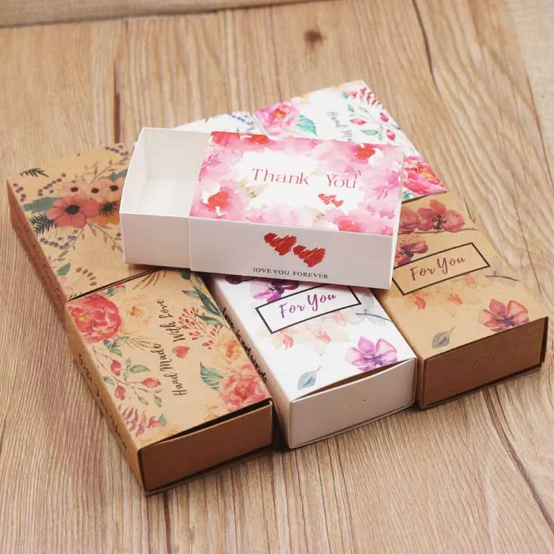 

8.4x5.7x3cm Coulorful Floral Candy Gift Box Drawer Design Party Favor Boxes Handmade Craft Paper soap Jewelry box 100pcs/lot