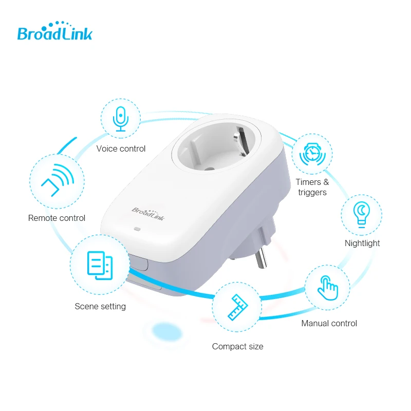 BroadLink SP4L-EU 16A WiFi Smart Steckdose EU Arbeitet mit Alexa, Google Hause, Siri, Yandex, IFTTT