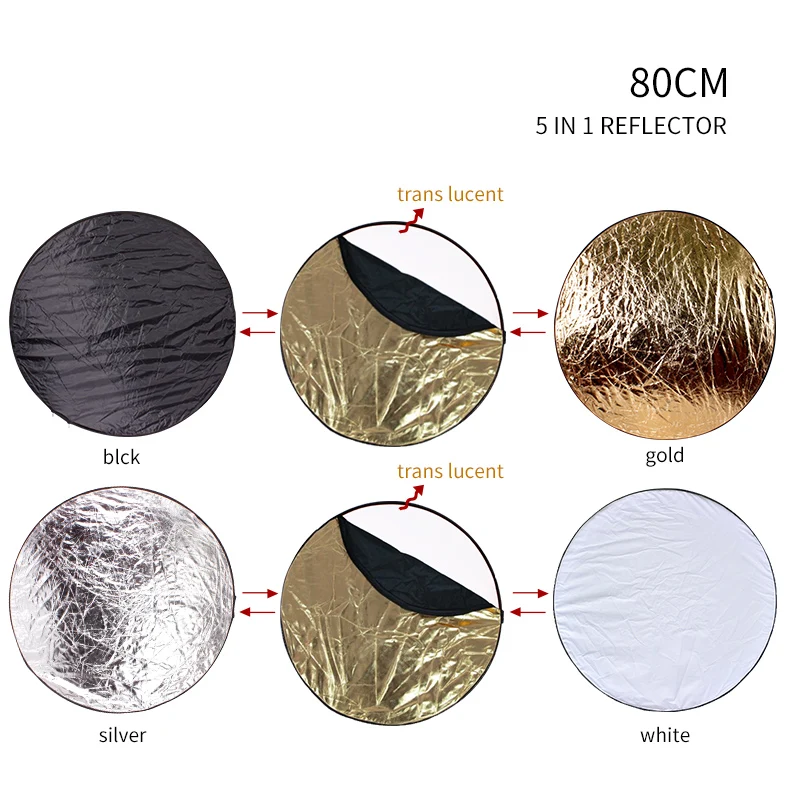 SH 31.5 "(80 Cm) 5 Trong 1 Đa Đĩa Diffuers Máng Đèn Phản Quang Có Túi Đựng Ốp Bạc Vàng Trắng Đen Cho Chụp Ảnh phòng Thu