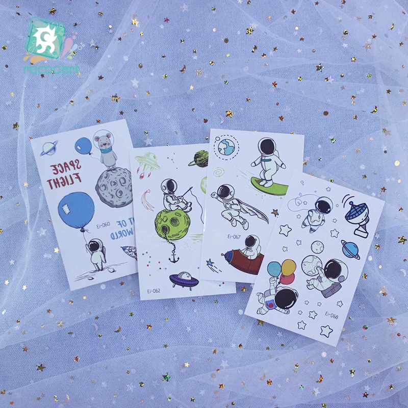 Luminous Astronaut Universe Temporary Tattoos Sticker For Kids Fake Tattoo Planets Star Tatoos Children Waterproof Space Man