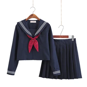 Große S-5xl 8 japanische Größen JK Uniformen Schulkleider für Mädchen Blue Navy Seemann Anzug Jacke Uniformen 10 Hauptverkaufskleid plus Größe Marine Blau - №2