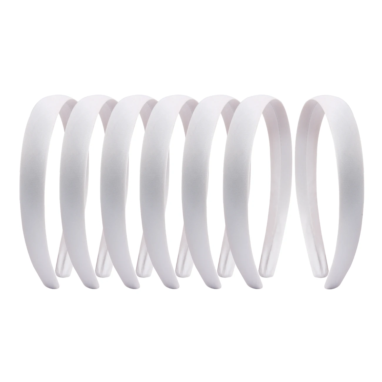 10pcs 2cm Black White Satin Covered Resin Hairbands for Women Girls Kids Elastic Solid Ribbon Hair Bands DIY Tiara Hair Hoops