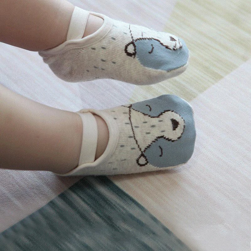 Baumwolle Schuhe Boden Socken Erste Walker Nicht-slip Kleinkind Neugeborene Baby Mädchen Jungen Niedlichen Tier Cartoon Gummi Griffe Boot socken