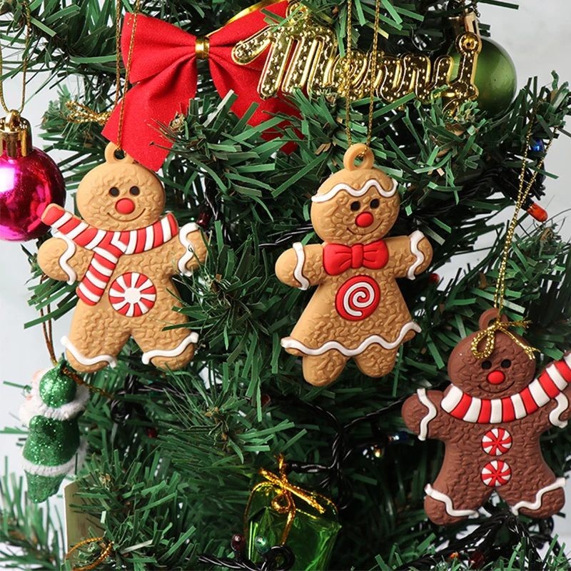 6/12Pcs Gingerbread Man ornamenti per alberi di natale ciondolo appeso natale carino divertente regalo per bambini Navidad Home capodanno Decor