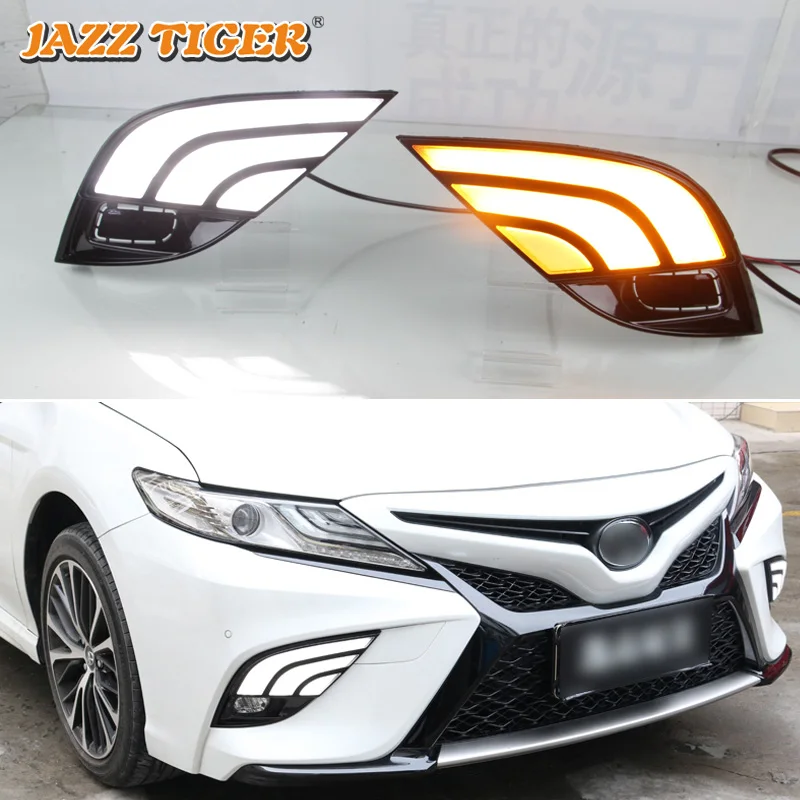 

LED Daytime running lights For Toyota Camry 2018 2019 XSE SE auto flexible Drl with turn signals for cars fog lights headlights