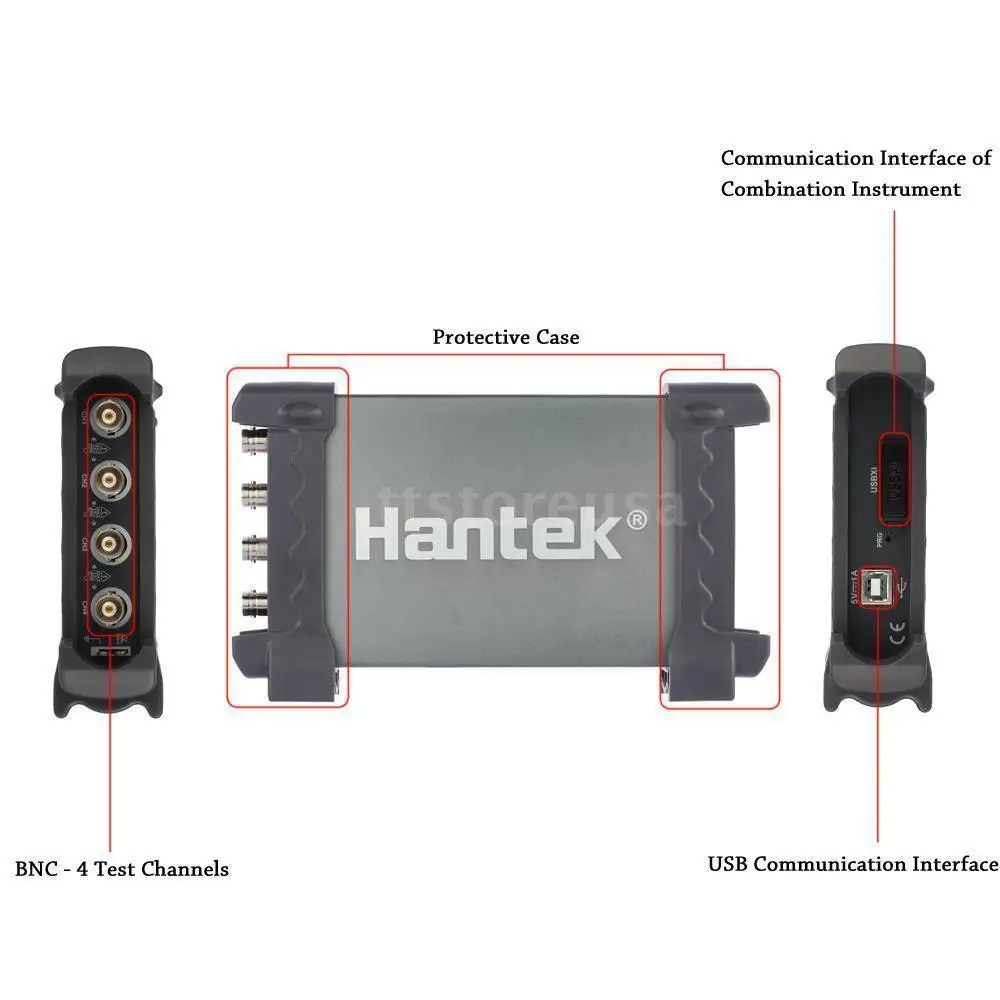 Hantek 6254BE Automotive Digital Diagnostic Oscilloscope USB PC 1GSa/s 250MHz 4CH Oscilloscope Equipped with HT25COP/CC65/CC650