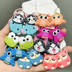 2Pcs Animals Frog Owl Cat Hair Accessories Children Rubber Bands Scrunchies Elastic Hair Bands Girls Headwear Decorations Ties