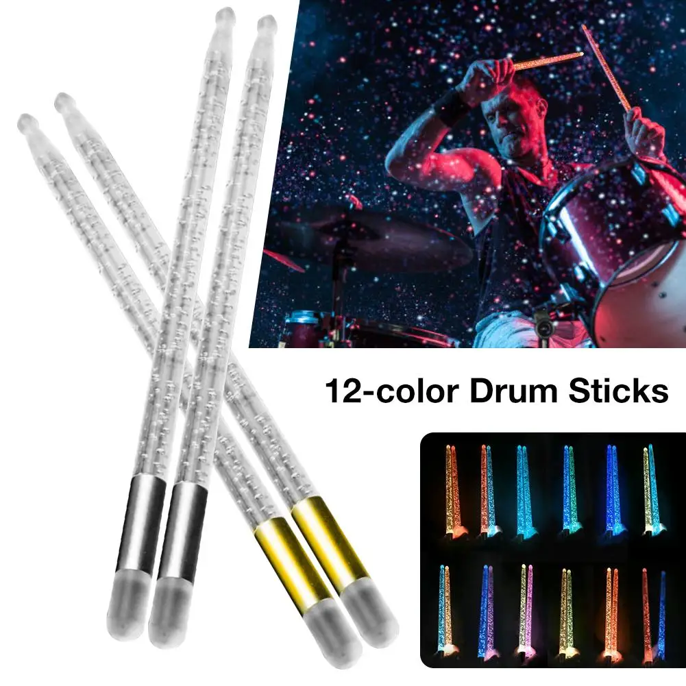 5A Drumstick Acrylic Luminous Drum Stick LED Light Up Drumsticks for Stage Performance