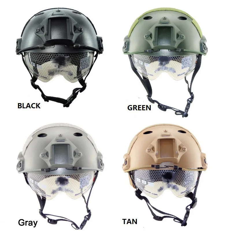 Tactical Fast Helmet PJ Cover with Goggles Paintball Hunting Jumping Protective Lightweight Helmet Face Mask