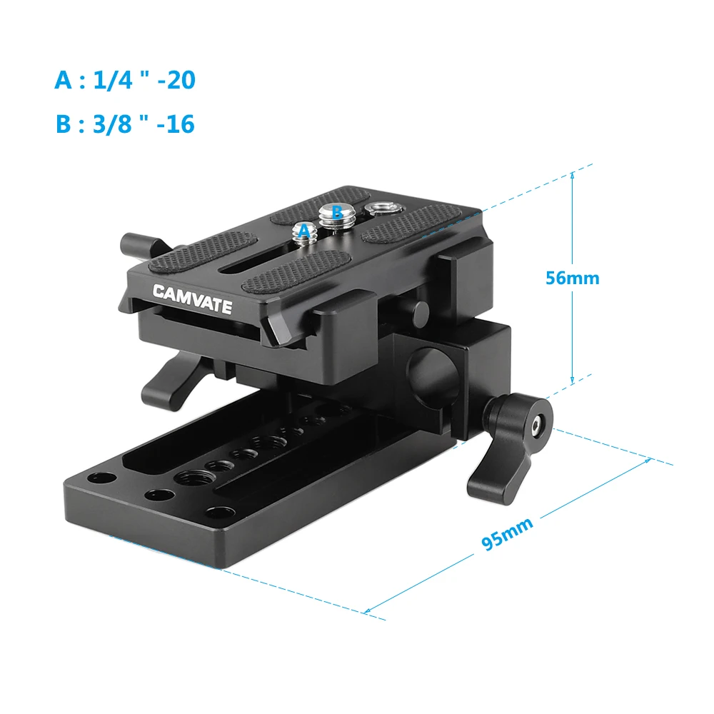 CAMVATE Camera Quick Release QR Plate Mount Connect Adapter With 15mm Dual Rod Clamp For Manfrotto 577/ 501/ 504/  Tripod