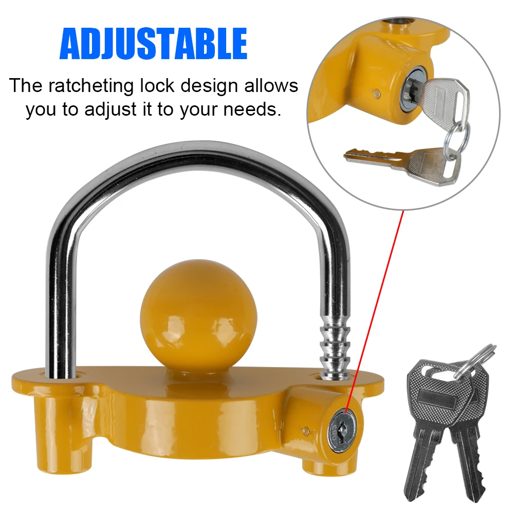 Trailer Coupler Hitch Lock Universal Caravan Accessories Adjustable Tow Ball Security Anti-Theft Heavy-Duty