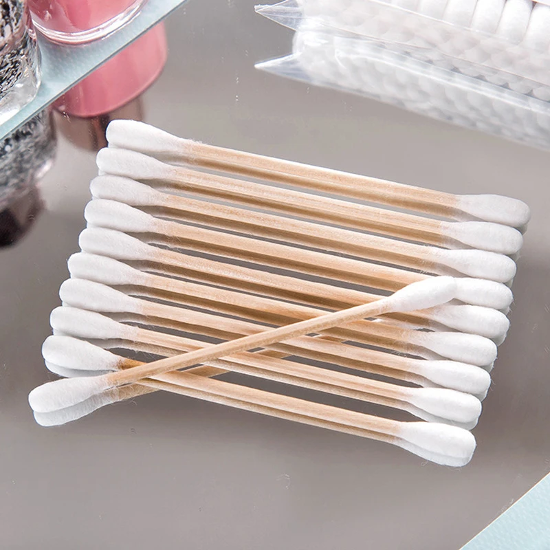 500pcs Double Head Cotton Swab Women Makeup Cotton Buds Tip For Wood Sticks Nose Ears Cleaning Health Care Tools