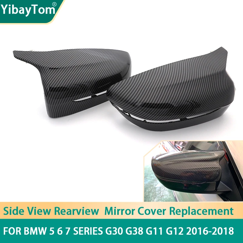 2pcs Carbon Fiber Pattern M3 Style Rearview Side Mirror Cover caps Replacement for BMW G30 G38 GT  G11 G12 2016 2017 2018