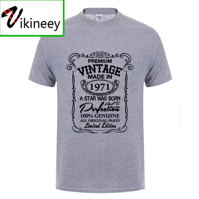 Vintage Limited Edition Star born in 1971 T shirt Men Dad Father birthday gift T-shirt Premium cotton world best papa Retro Tops