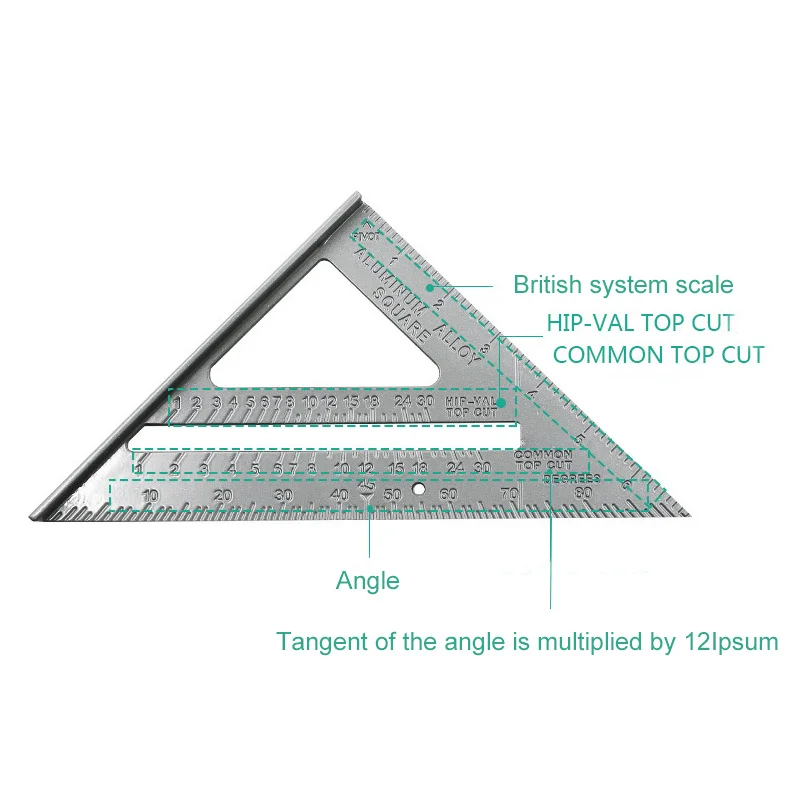 Triangle Rule 90 Degree Thickening Angle Rule Aluminum Alloy Carpenter Measurement Alloy Carpenter Measurement Square Ruler Tool