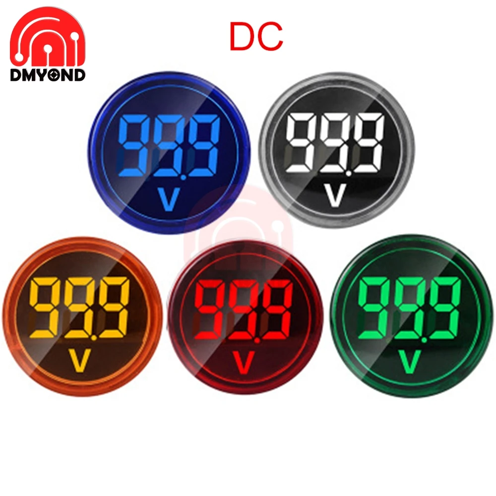 6-100V DC 12V 24V 22mm Round LED Digital Display Voltmeter Voltage Monitor Indicator Signal Light Volt Tester Measuring Tools