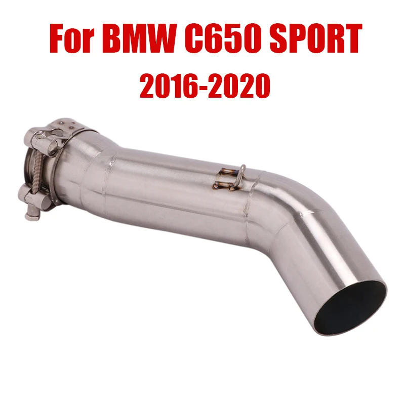 For BMW C650 Sport 2016-2020 Exhaust System Pipe Escape Link Tube Middle Mid Pipe 51MM Connect Section Slip On Motorcycle