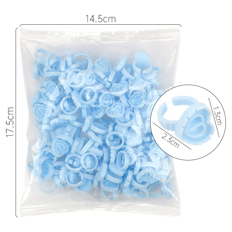 100pcs Eyelash Glue Cup Rings Holder Lash Extension Supplies Disposable Glue Bows Heart Shape Eyelash Extension Glue Cup Rings