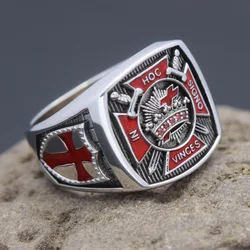 Vintage Knights In Hoc Signo Vinces Templar Freemasons Masonic Sterling Silver Ring
