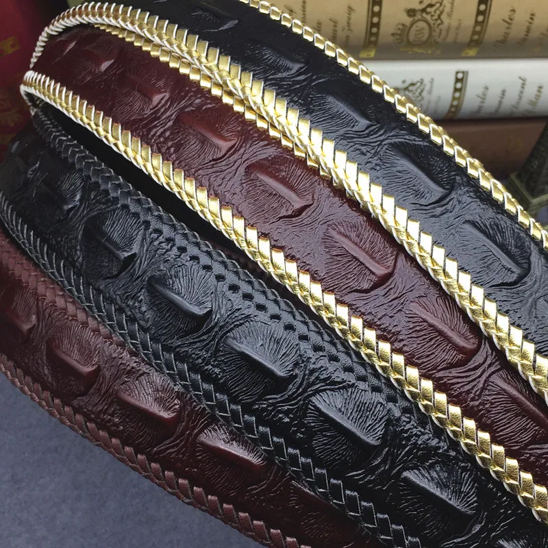 

100% leather crocodile belt luxury brand designer belt business casual crocodile belt smooth buckle 3.8cm belt