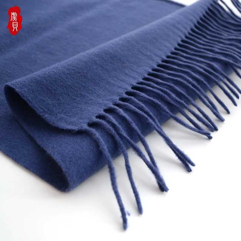 Lake blue wool scarf women winter warm cashmere tassel fashion casual shawl bandana pashmina long scarves gift for men ladies