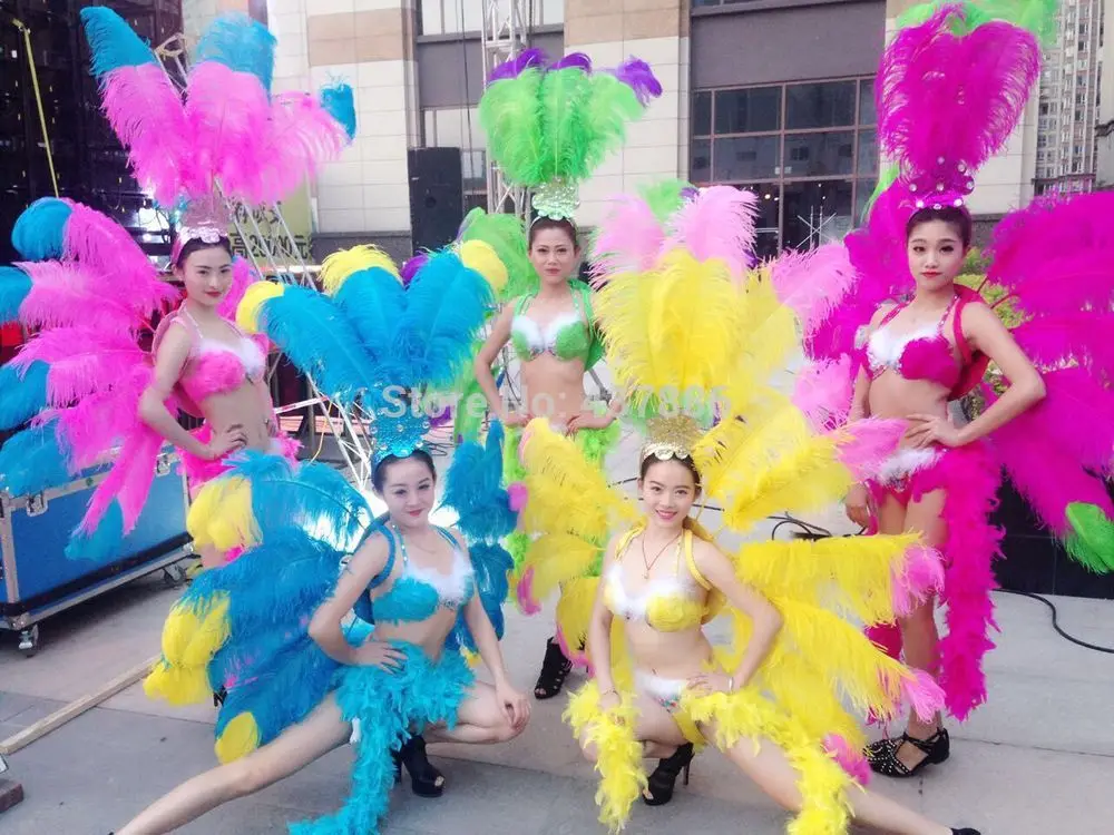 Pěvec tanec ukázat dámská sexy peří křídla kostým večírek samba cosplais slavnost karneval kostýmy peří opěradlo
