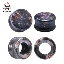 KUBOOZ Trendy Firework Stone Ear Gauges Expanders Fashion Body Piercing Jewelry Earring Plugs Tunnels Stretchers 2PCS