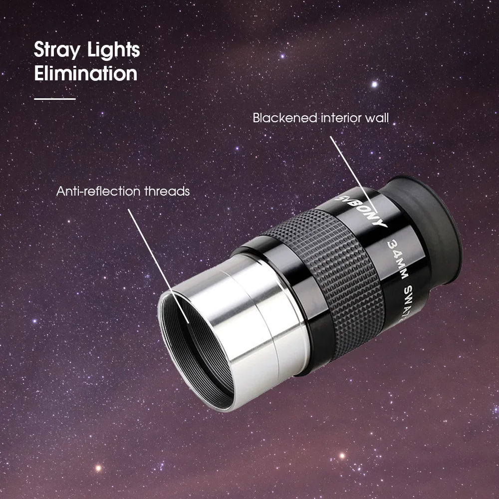 SVBONY Professionelles Astronomie-Teleskop, 34 mm, 2 Zoll Weitwinkel, 72 ° FMC Asphärisches Okular HD – Detail 6