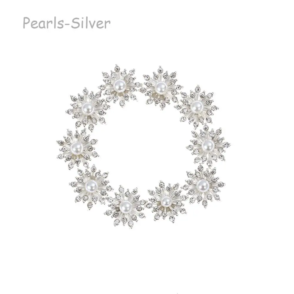 10PCS 16MM Craft Hairpin Accessories Plating Pearl Buckle Rhinestone Button Snowflake Buttons Apparel Sewing