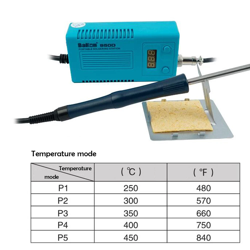 BAKON 950D 110V/220V 75W Mini stazione di saldatura digitale BGA per saldatore portatile con punta T12-I per filo di saldatura FX-951/936 +