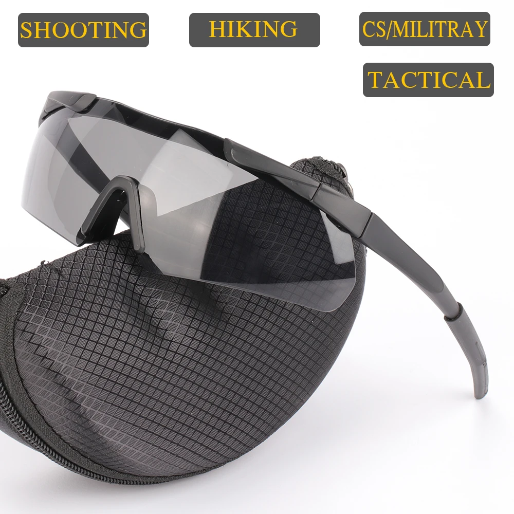 New Military Tactical  3 Lens Sunglasses Thickened Anti-impact Shooting Paintball Hunting Goggles Men CS Goggles