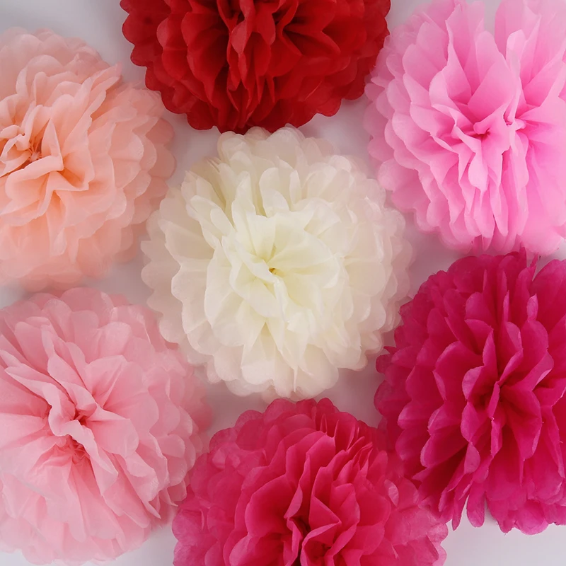 5pcs 10cm 20cm 30cm Paper Pom Poms Flower Balls For Wedding  Decoration Birthday Party Supplies Paper Pompoms Home Decor