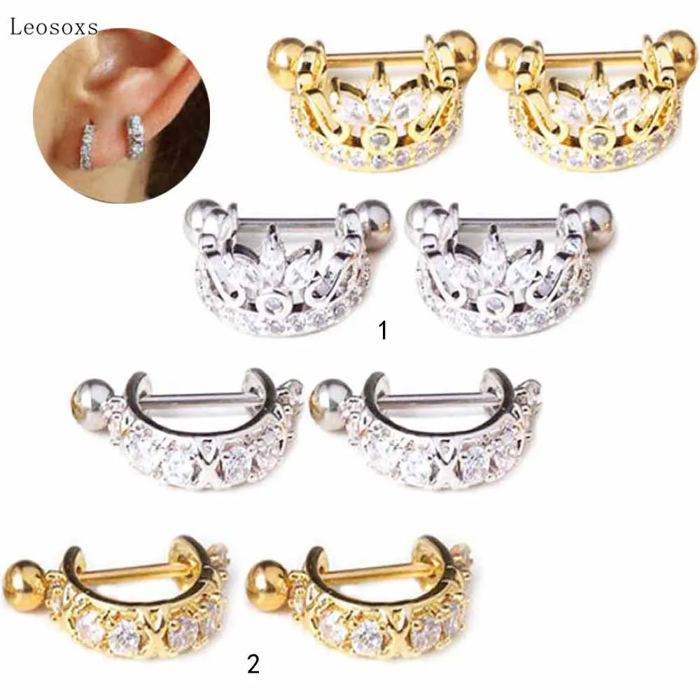 Leosoxs 2pcs New Simple Ear Bone Nail Exquisite Piercing JewelrySilver