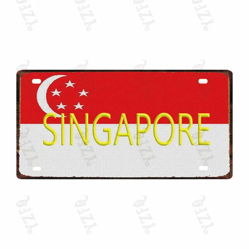 【YZFQ】Portugal Thailand Singapore National Flag  Plaque Metal Vintage Travel Souvenir  Wall Shop Home Art Decor 30X15CM DC-0245A