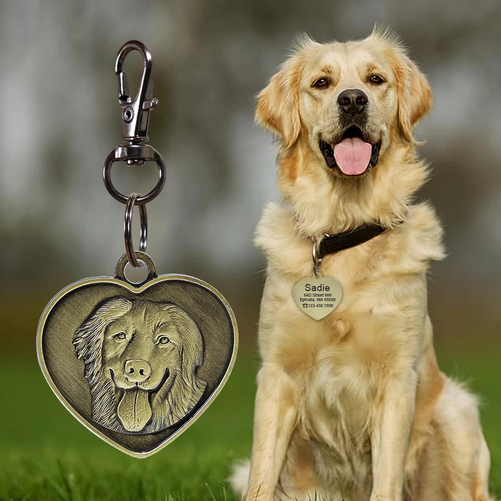 Custom Dog ID Tag Engraved Personalized Name ID Tag For Dogs Cats Puppy Round Metal Nameplate Pet Accessories