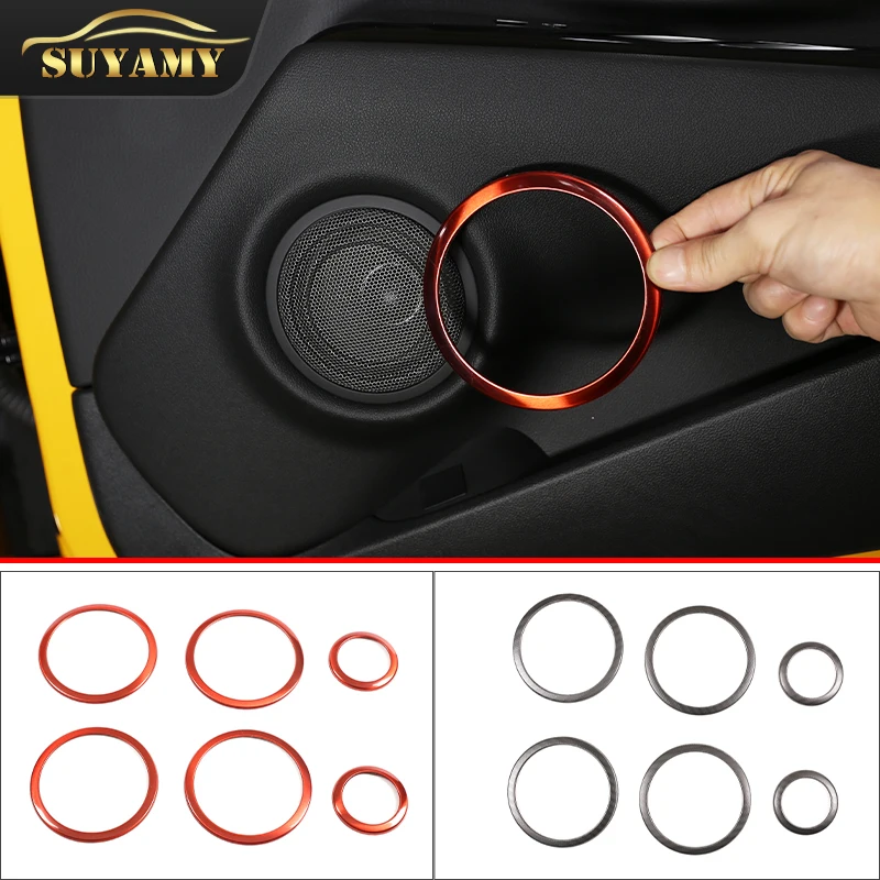 Car Door Horn Decorative Ring For Toyota GR Supra A90 2019-22 Stainless Steel Carbon Fiber Red Styling Interior Auto Accessories