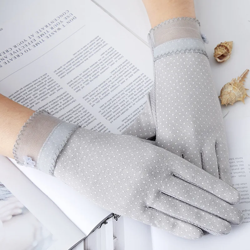

Women Summer Sunscreen Touch Screen Gloves Cotton Breathable Elasticity Lace Elegant Female Outdoor Driving Anti-UV Gloves