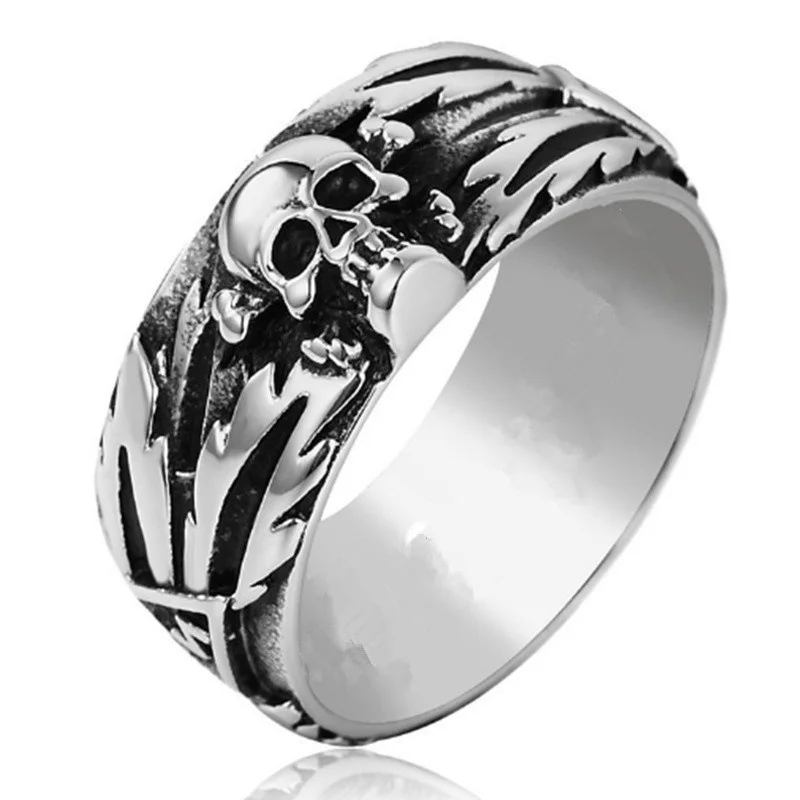 Boys Vintage Gothic Death Skull Skeleton Cocktail Party Biker Rings for Men Jewelry