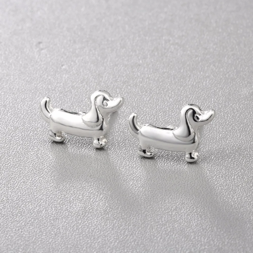 Chandler Tiny 3D Dachshund Stud Earring Sausage Dog Earrings For Women Handmade Retro Best Gifts For Animal Pet Lovers