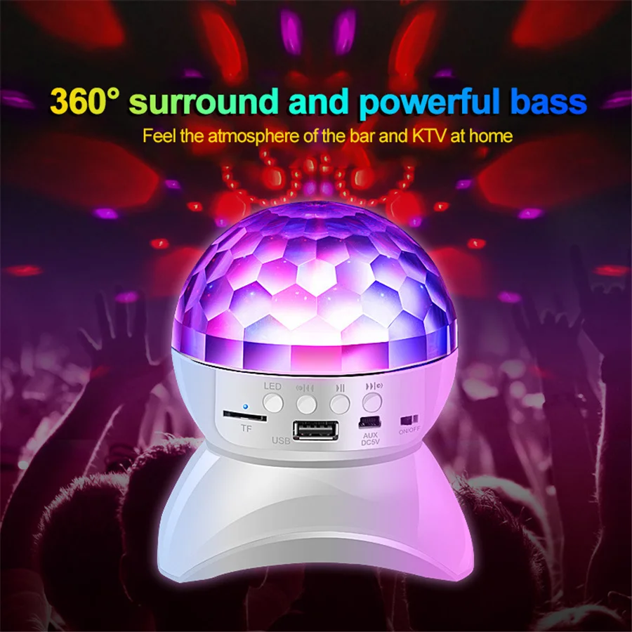 PAMNNY Wireless BT Speaker Music Projector Night Lights USB Rechargeable LED Disco Ball Stage Light for Home Party Wedding Decor