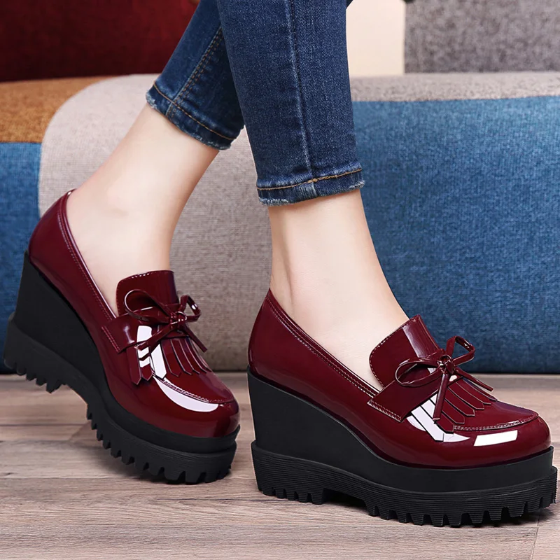 Spring Autumn Women's fashion trend Pumps shoes woman wedge single casual shoes high heels shoes British thick-soled platform