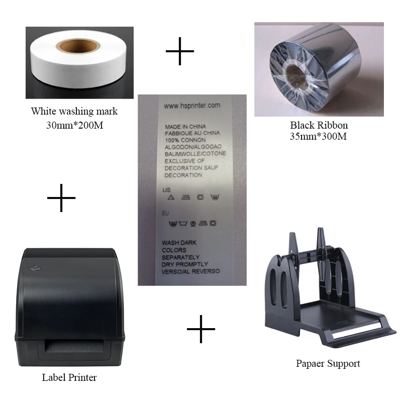 HSPOS 4 Inch Thermal Transfer Label Sticker Printer Washing Mark Printing Clothing Labels Maker 4pcs for 1set HS-2054TA