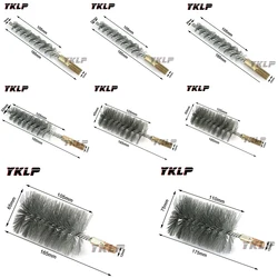 Cepillo de alambre de rosca, mango de Metal, 18/22/25/32/40/50/65/75mm, cepillo de trabajo, tubo de alambre de acero inoxidable, Kit de cepillo de limpieza para chimenea