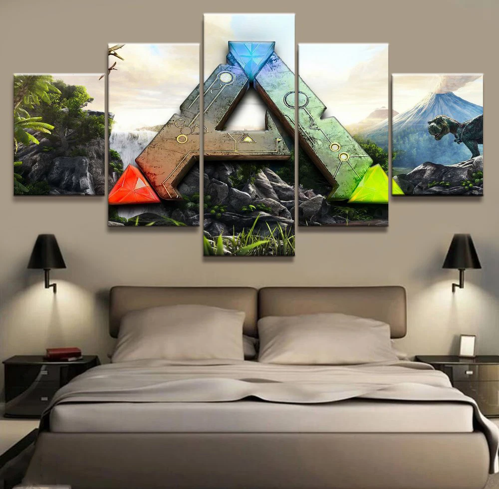 5pcs ARK Survival Evolved LOGO Game Pictures Wall Art Home Decor Poster Canvas HD Print Painting Living Room Decoration 20x30