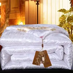 Mulberry Silk Duvet Satin Jacquard Comforter Wedding Quilt Twin Size Summer Blanket For Couple Bed Single Double Queen Bedding