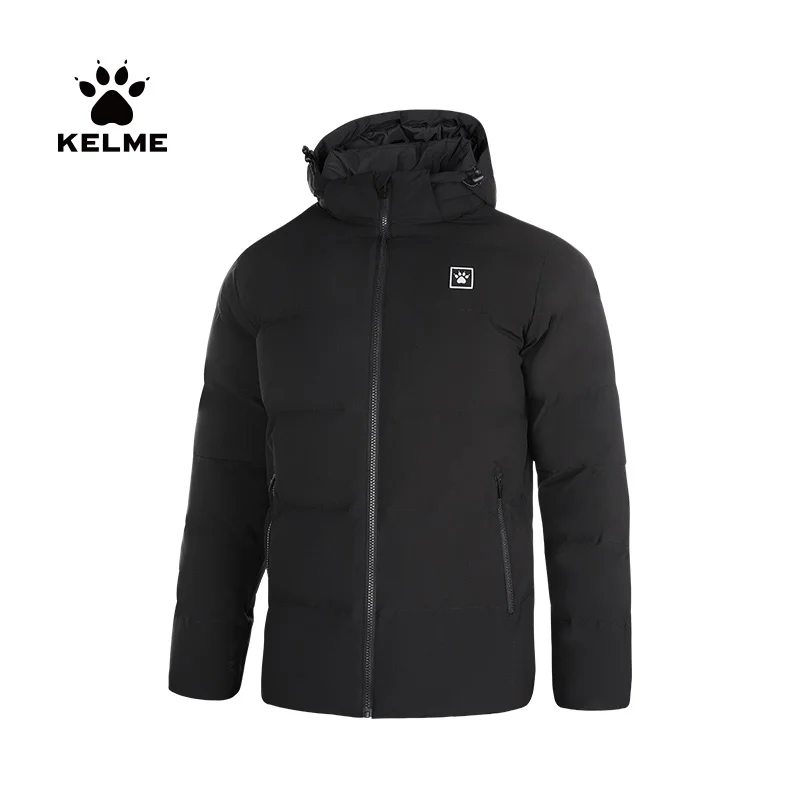 KELME Sports Padded Men\'s Short Padded Warm Padded Jacket Football Training Padded Hooded Jacket 8161MF1005