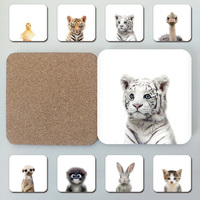 room decor baby tiger cat cub wooden coffee cup pad education & office supplies cute animal tea mat party gift for children 3