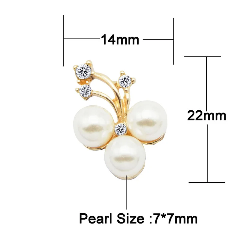 10PCS Pearl Flower Cabochons Alloy Branch Bling Rhinestone Flatback For Jewelry Making Findings Scrapbook Craft Phone Case Decor