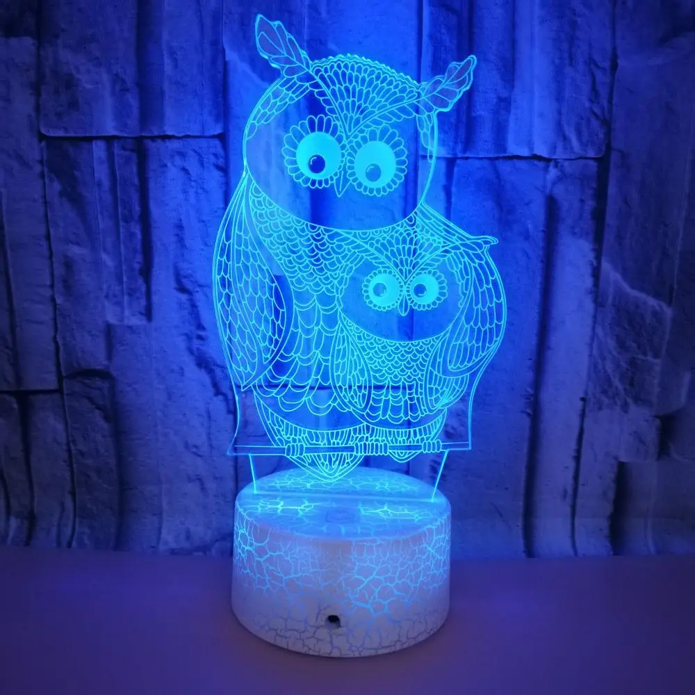 Owl 3D Night Light Colorful Remote Control Touch 3D LED Illusion Lamp Creative 3D USB Table Lamp Birthday Christmas Gifts Kids